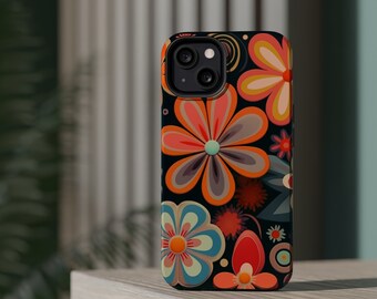 Retro Groovy Floral iPhone 15 Case, Aesthetic, iPhone 14 Case, Floral iPhone Case, Flower Phone Case, Cute Trendy iPhone Case,iPhone 13 Case