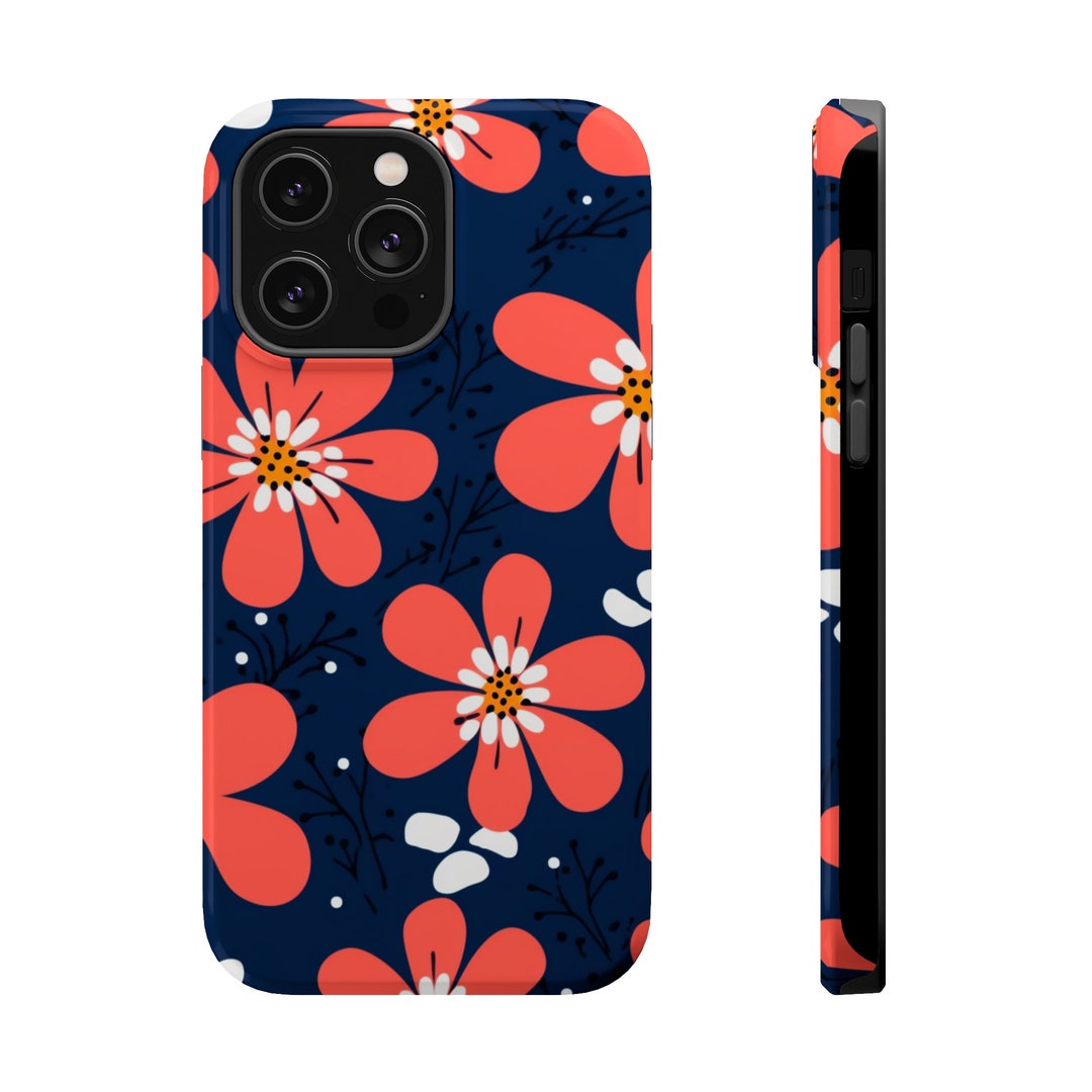 Retro Flower Magsafe Case Boho Wildflower Apple Iphone 14 Etsy