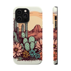 Retro Flower Cactus iPhone 15 Case, Aesthetic,Western Boho Wildflower iPhone 14 Pro Max Case,Desert Cute Trendy iPhone 13 Pro Case,iphone 13