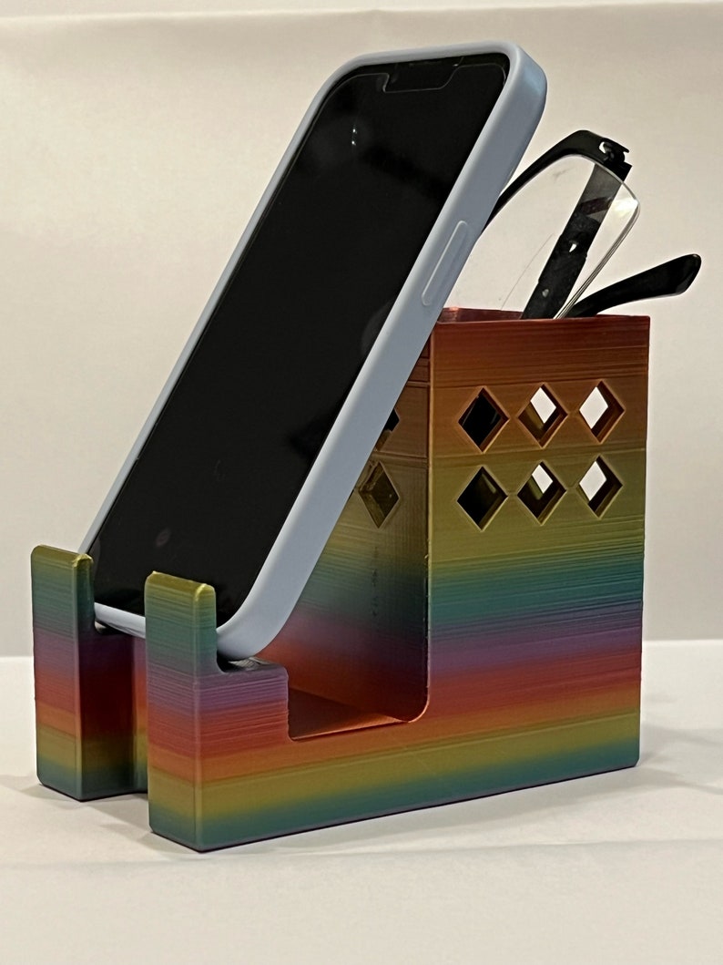 3d Printed Phone Stand Desktop Organizer Eyeglasses Holder Etsy
