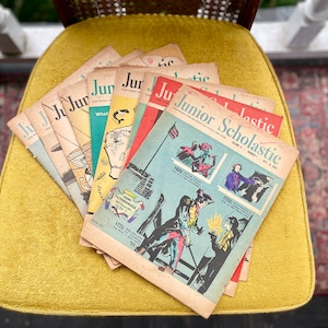 Stack of Vintage 1950s Junior Scholastic Magazines