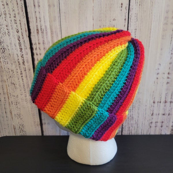 Crochet Pride Beanies - finished product