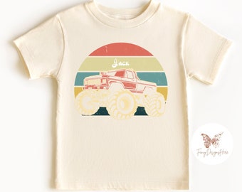 Personalized Monster Truck Retro shirt, Kids Retro summer shirt, Back to school shirt for kids, Toddler shirt, Youth shirt, Gifts for Kids