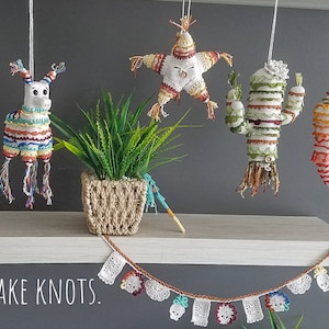 Amigurumi piñata set(donkey, cactus, star, Chile, papel picado)- 5 PDF crochet patterns