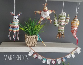 Amigurumi piñata set(donkey, cactus, star, Chile, papel picado)- 5 PDF crochet patterns