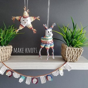 Amigurumi donkey piñata, star piñata, and papel picado garland- (3) PDF crochet patterns