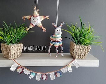 Amigurumi donkey piñata, star piñata, and papel picado garland- (3) PDF crochet patterns