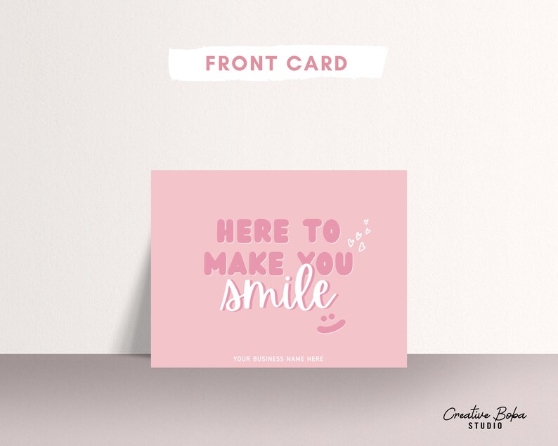 Editable Thank You Card Template Canva Here to Make You Smile, Business