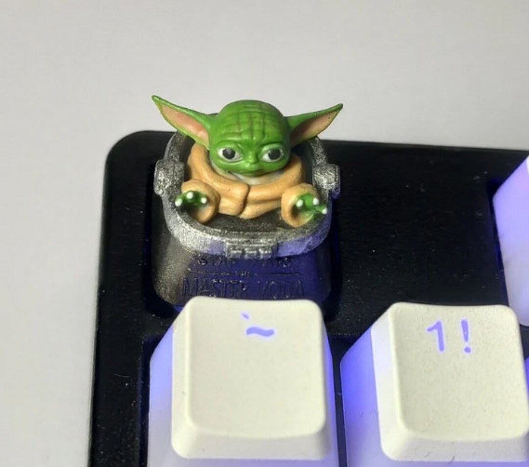Handmade Baby Yoda Master Yoda the Mandalorian Inspired Resin Artisan Keycap Key Cap for