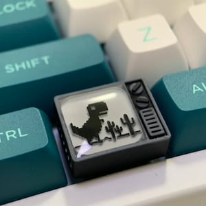 Dino Run Dinosaur Game Chrome Running T-rex Inspired Resin Artisan Keycap 1.25U Alt Ctrl Key Cap for Mechanical Keyboard