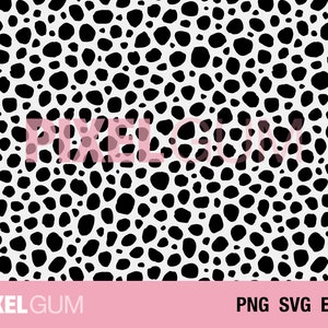 May include: Black and white seamless pattern with small, irregular, rounded shapes. The pattern resembles a dalmatian dog's spots.