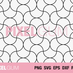 Puede incluir: Un patrón geométrico en blanco y negro con círculos y líneas curvas que se repiten. El patrón es sin costuras y se puede utilizar para una variedad de proyectos de diseño.