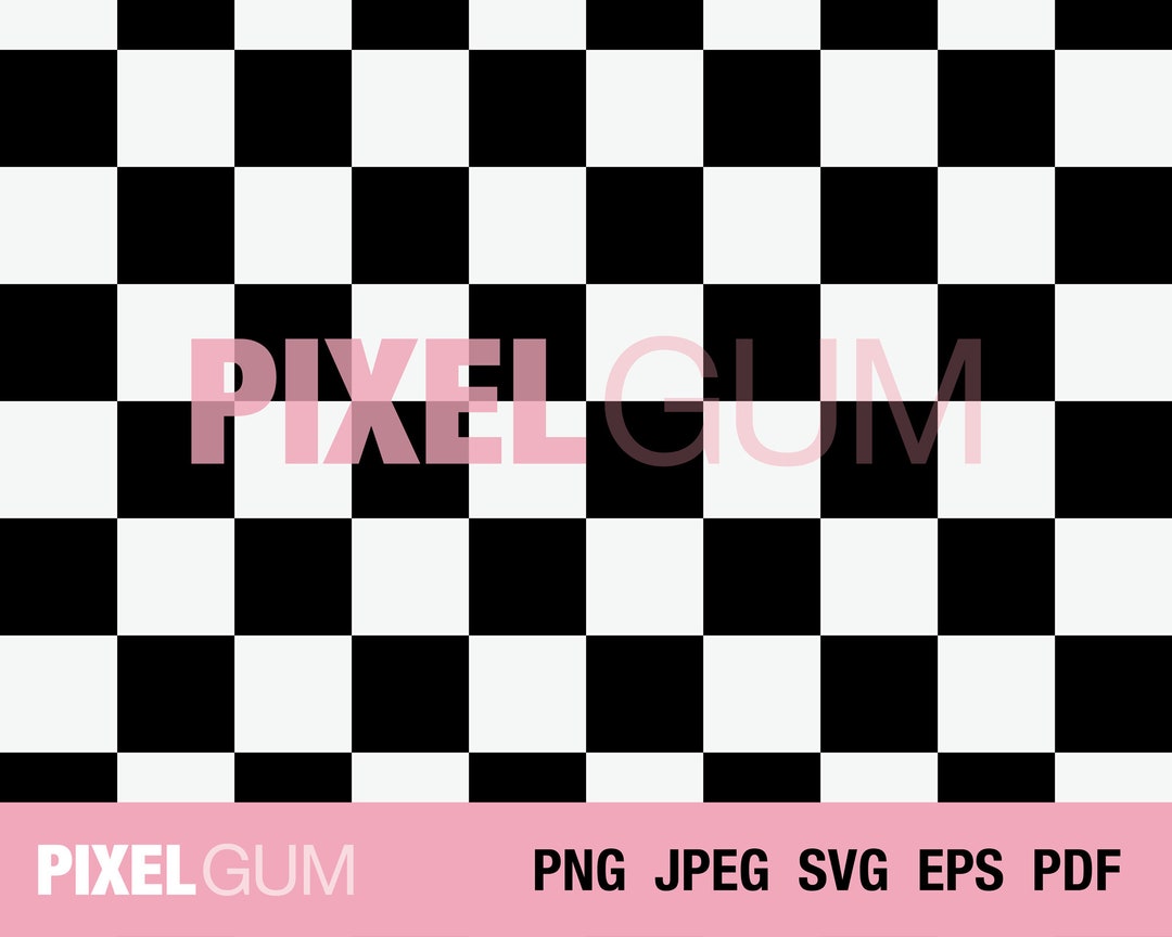 Checkered SVG Pattern, Black & White Geometric Background (digital ...