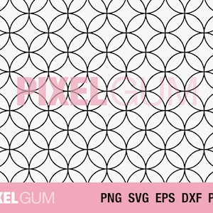 Seamless Overlapping Circle Line Pattern, Abstract Geometric Tessellation Background, Mediterranean Textile Vector Pattern, Svg, Png, Eps