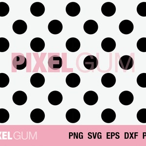 May include: A white background with a repeating pattern of black polka dots.