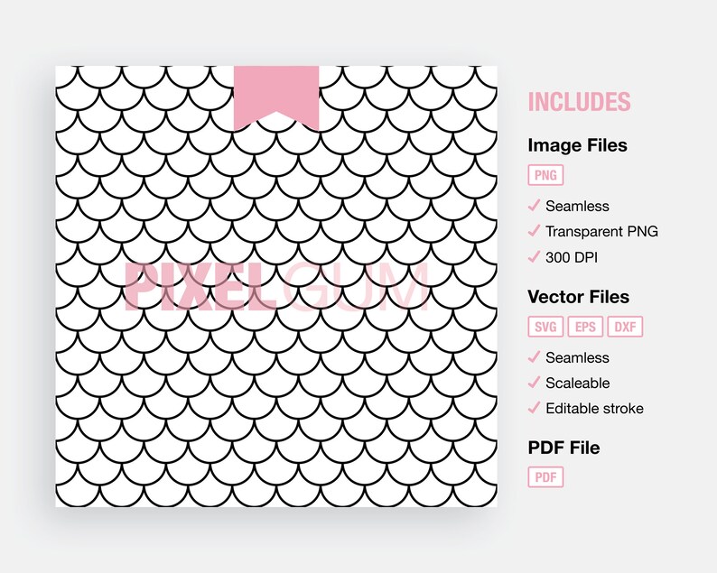 Seamless Fish Scale Pattern SVG, Mermaid Scales Vector, Geometric