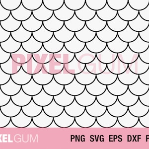Puede incluir: Patrón sin costuras en blanco y negro de escamas superpuestas, que se asemejan a escamas de pez o escamas de sirena. El patrón se repite en toda la imagen.