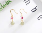 Natural Hetian Jade Earrings,Persimmon jade pendant earrings, Burmese Jade Earrings,Jade Dangle Earrings,Mother s Day Gift