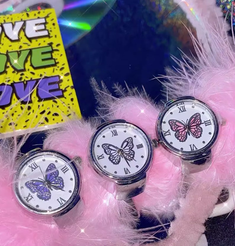 Vintage Y2K Mini Ring Watch Ring, 90's Unique Rings, Initial Ring