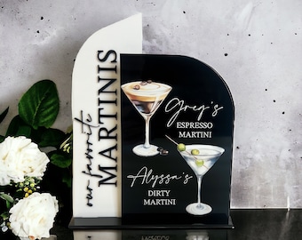 Half Arch Modern Black and White Acrylic Multi-Dimensional Signature Drink Sign, Signature Menu, Signature Drink Cocktail Sign for Wedding