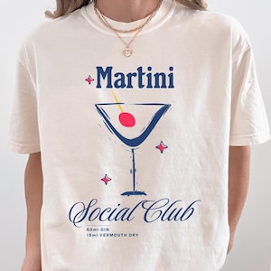 Martini Social Club T-Shirt Vintage Cocktail Tee Unisex Bartender Gift for Mixologists Cute Drink Shirt Drink Social Club Tee