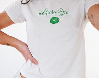 Lucky You Baby Tee St Patty's Day Shirt Coquette Shirt Irish Crop Top Shirt Lucky Shirt Y2K Baby Tee Lucky Shirt 90s Baby Tee