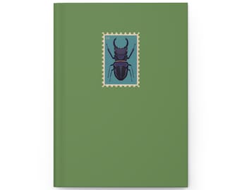 Green Beetle Notebook, Hardback Journal, Insect Notebook, Beetle Journal