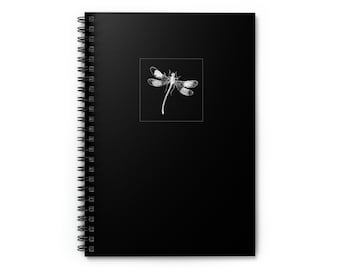 Spiral Dragonfly Notebook, Dragonfly Journal, elegant journal, personal diary, dark academia, nature lover