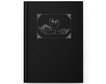 Romantic Swan Notebook, Swan Journal, Cute Notebook, Hardback Notebook, Hardback Swan Journal