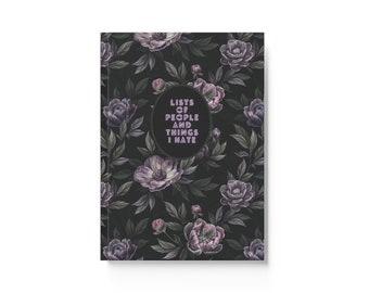 Witchy Hardback Journal, Floral Journal, Dark Academia, Gifts for Women, Journal, Black Floral Notebook