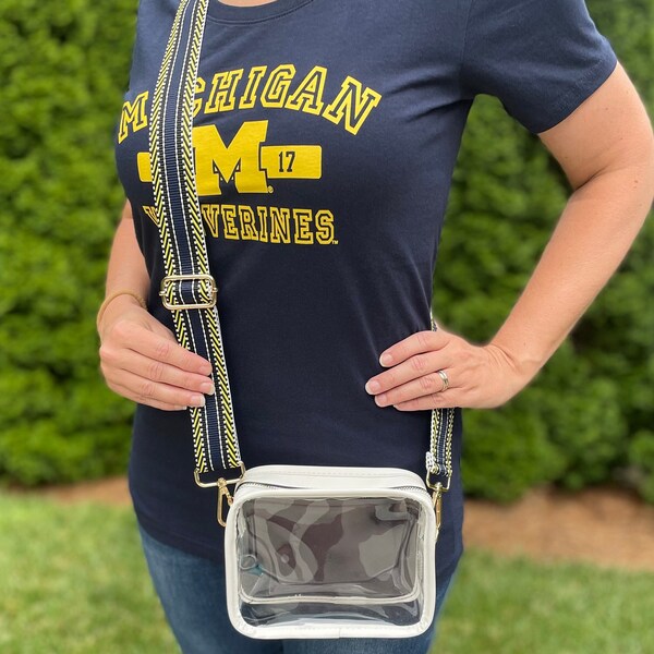 University of Michigan Purse Bag STRAP ONLY | Michigan Wolverines Blue and Yellow Team Color Strap