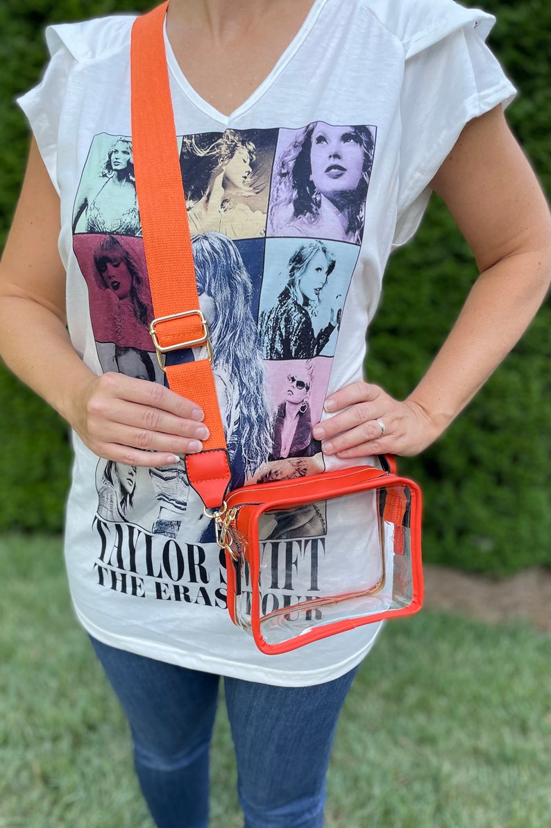Clear Orange Stadium Bag Clear Crossbody Concert Bag Clear Purse Bag