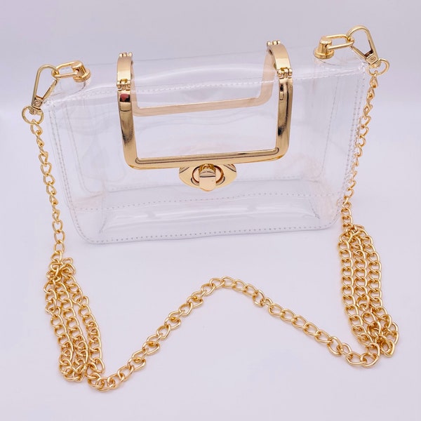 Silver Handle Transparent Stadium Bag