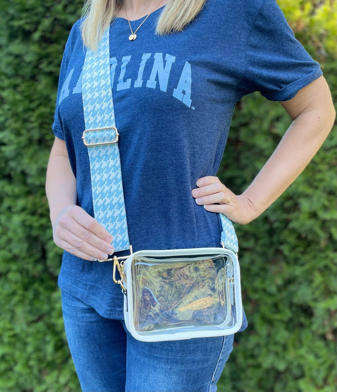 UNC Chapel Hill Tar Heels Clear Bag With White Outline and Matching UNC