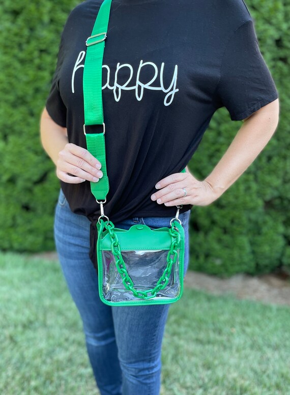 Clear Chain Bag with Green Outline | Stadium Bag, Clear Stadium Bag, Clear  Concert Purse, Clear Bag with Strap, Concert Bag, Crossbody