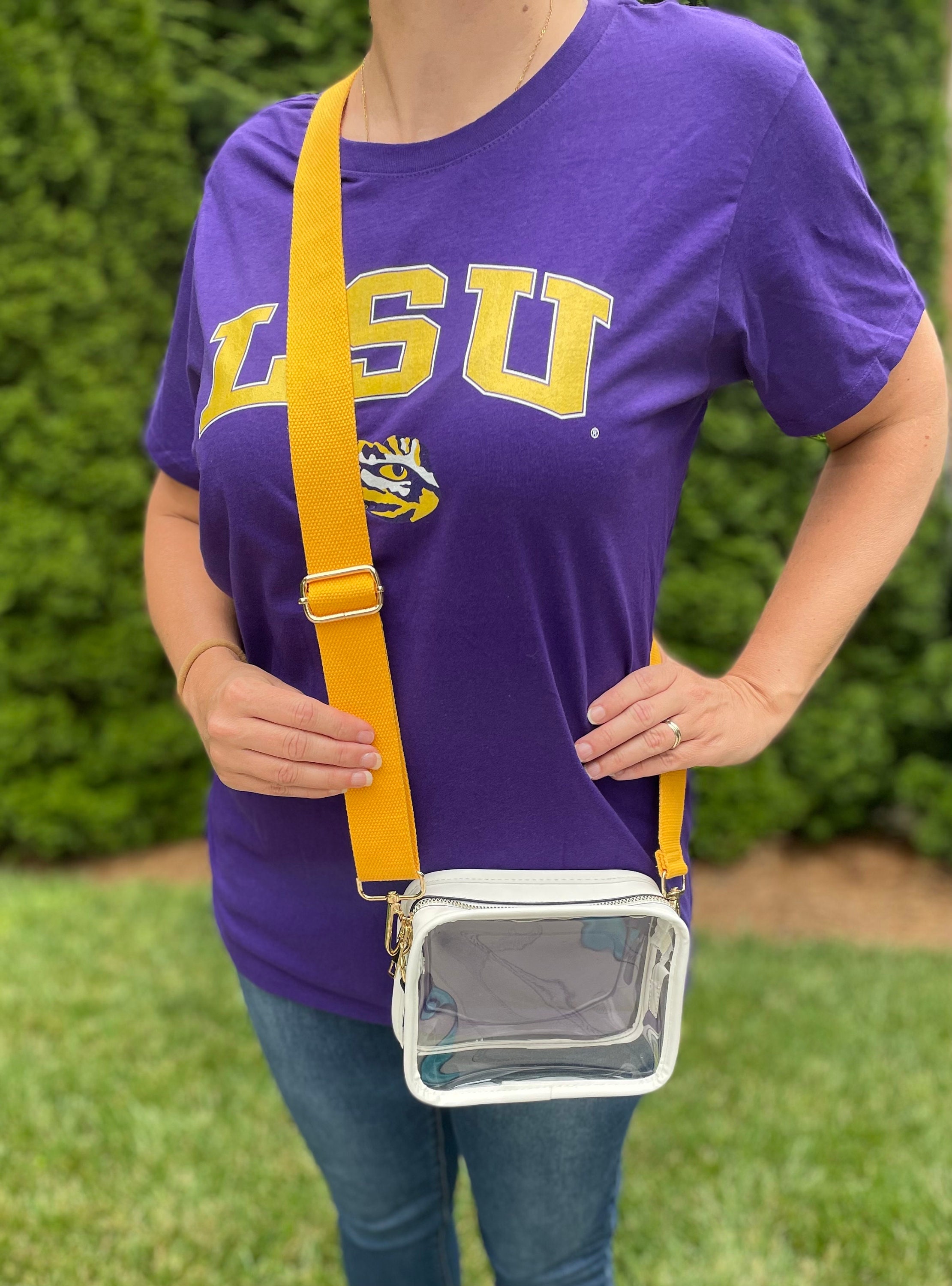 R74 Louisiana State University LSU Tigers Retro Clear Crossbody Purse -  Gidget's Emporium