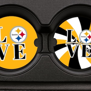 Team Love Custom Steelers Football Car Coaster Set of 2