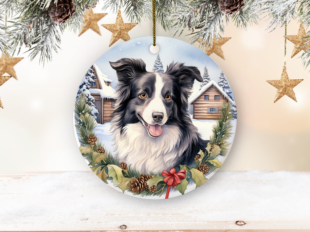 Border Collie Christmas Ornament, Cute Dog Christmas Ornament, Dog Mom