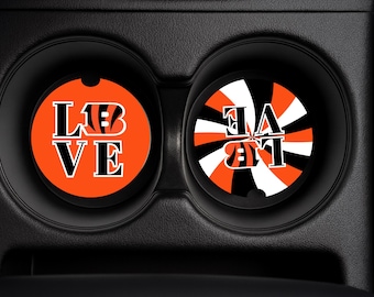 Team Love Custom Bengals Football Car Coaster Set of 2