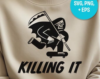 Grim Reaper Skeleton SVG, Funny Halloween Clipart (Digital Download)