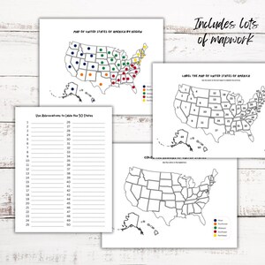 Mapwork Labels Discovering America: A Unit Study Workbook on the 50 States - Etsy