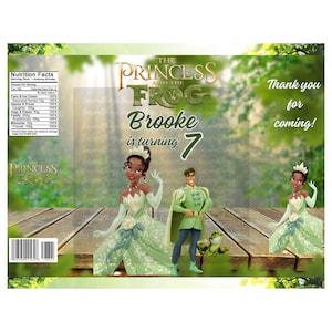 Custom Editable Princess and the Frog Chip bag Template