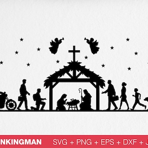 Nativity Scene SVG / Manger / Modern People /  Instant Digital Download / Christian png / Christmas svg / Christmas Decoration / Clip Art