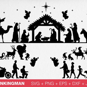 Nativity Silhouette Bundle Svg, Commercial Use, Santa Claus Bundle, Nativity Scene svg, Nativity set svg, People Silhouette, Religious Svg