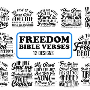 Freedom Bible Verse SVG Bundle: Christian Patriotic Designs (Commercial Use)