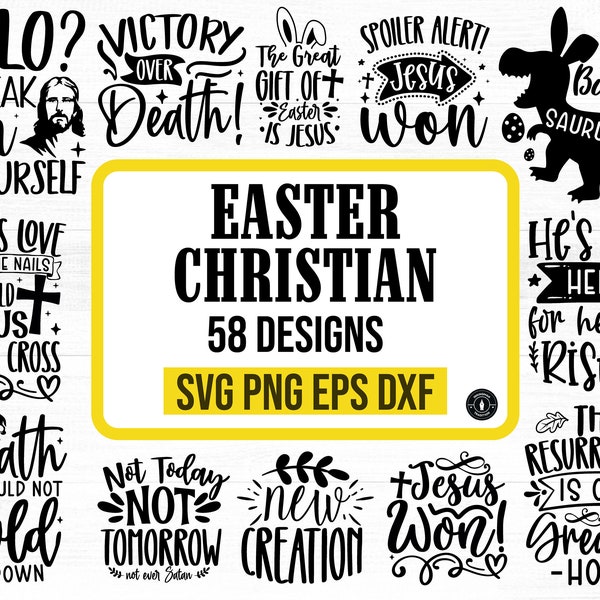 Christian Easter SVG Bundle, 58 Commercial Use, Easter SVG, Christian Svg, Religious Easter SVG Bundle,  Cut Files for Cricut, Silhouette