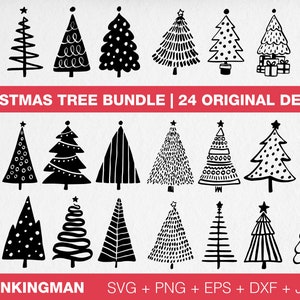 Pacote SVG de Árvore de Natal: 24 designs de clipart de pinheiro (download digital)