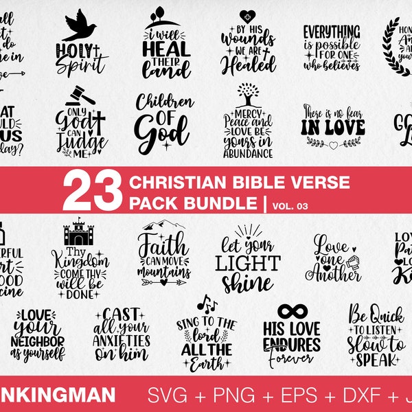 23 Christian Bundle SVG | vol 03 | Commercial Use, Scripture Bundle, Bible Verse Bundle, jesus svg, christian svg, bible png, bible quote,