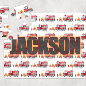 Fire Truck Puzzle, Fireman Custom Present, Personalized Birthday Gift, Party Favor, Personalized Kids Puzzle