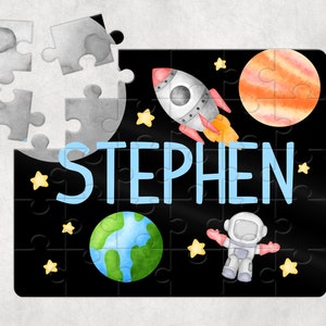 Puzzle Kosmiczne, Puzzle Niestandardowe, Rakieta, Astronauta, Spersonalizowany Prezent Urodzinowy, Upominek Na Imprezę, Spersonalizowane Puzzle Dla Dzieci